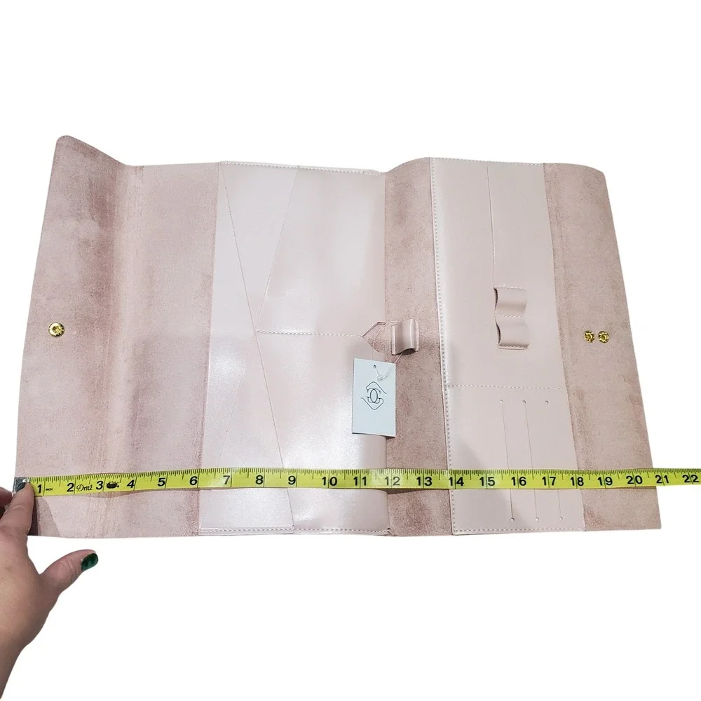 Glass Ladder Co Marilyn Organizer‎ Clutch Blush Pink Leather Snap Closure
